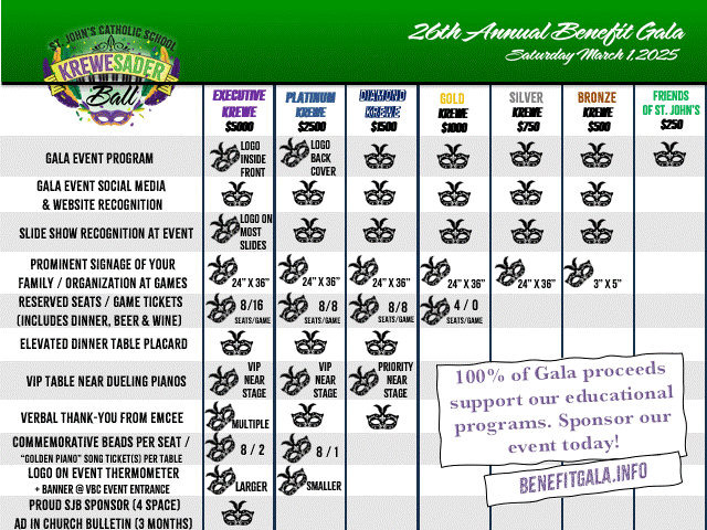 Gala Sponsorship Levels Graphic